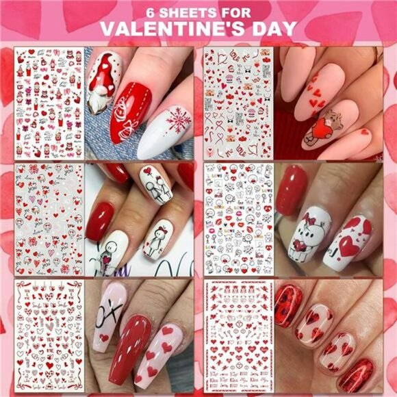 Holiday Nail Art Stickers Set of 30 Christmas Halloween Valentine Designs - Picture 6 of 8